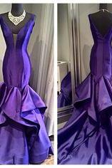 2017 Custom Made Charming Purple Prom Dress,sexy V-back Evening Dress,sleeveless Prom Dress