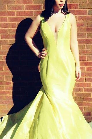 2017 Custom Made Charming Yellow Prom Dress, Sexy Sleeveless Evening Dress,Sexy V-Neck Prom Dress