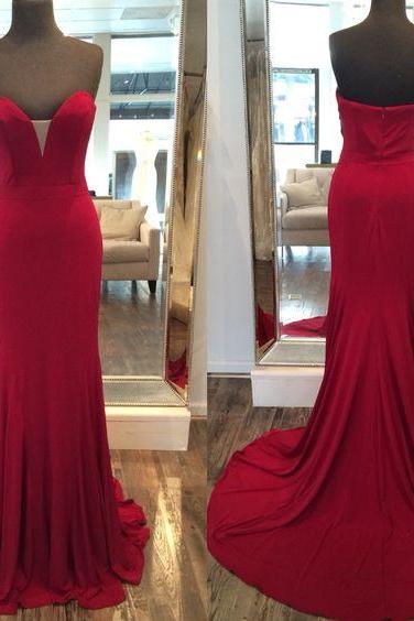 2017 Custom Made Charming Burgundy Prom Dress, Cute Sweetheart Evening Dress, Backless Prom Dress