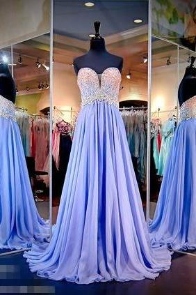 2017 Custom Made Lavender Chiffon Prom Dress,sweetheart Evening Dress,beading Party Dress,sleeveless Prom Dress