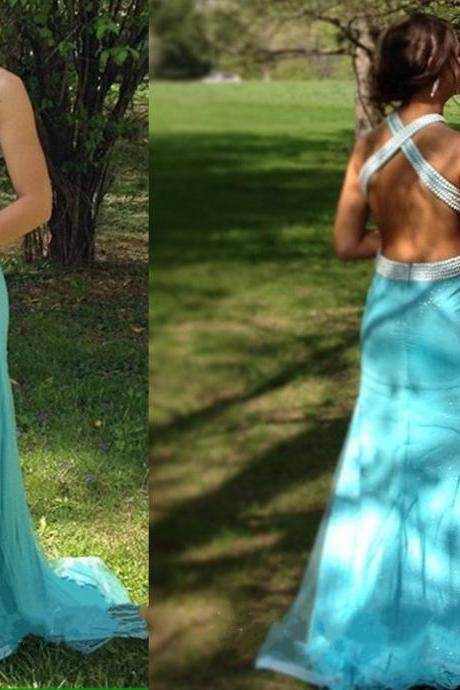 Blue Prom Dresses,Sexy Prom Dresses,Beaded Prom Dresses,Halter Prom Dress,Backless Prom Dress,Long Prom Dresses,Prom Dresses,Prom Dresses 2016 ,Dress for Prom