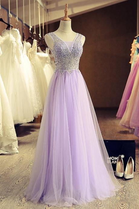 2017 Custom Made Chiffon Prom Dress,sexy Beading V-neck Evening Dress,floor Length Party Dress,high Quality