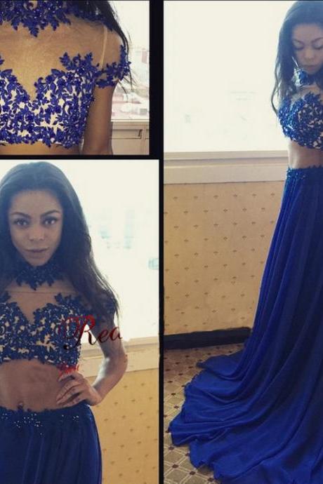 2017 Custom Made Royal Blue Lace Prom Dress,Off The Shoulder Evening Dress,Floor Length Party Dress,High Quality
