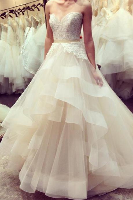 2017 Custom Made Off White Prom Dress,sexy Sweetheart Evening Dress,lace Party Dress ,floor Length Prom Dress,high Quality