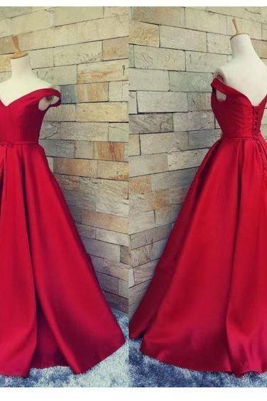 2017 Custom Made Red Prom Dress,v-neck Evening Dress,sleeveless Party Dress,lace Up Prom Dress,high Quality
