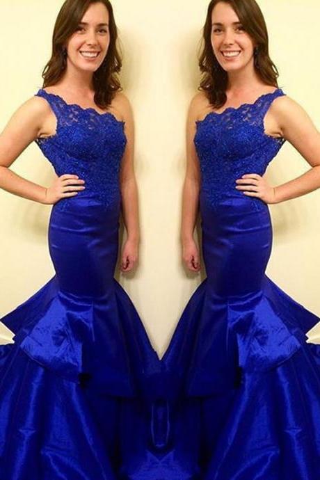 Prom Dress,Prom Dresses,Mermaid Prom Dresses,Satin Formal Gowns,Royal Blue Prom Dresses,Prom Dress Long,One shoulder Prom Dresses,Prom Dresses 2016,Sexy Party Dress,Long Mermaid Prom Dresses,Prom Dresses Custom