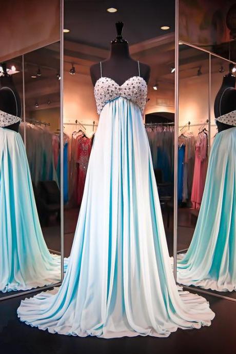 Prom Dress, Prom Dress,modest Prom Dress,sexy Prom Dresses,sexy Chiffon Crystals 2016 Evening Dress Spaghetti Strap Sleeveless Prom Dress