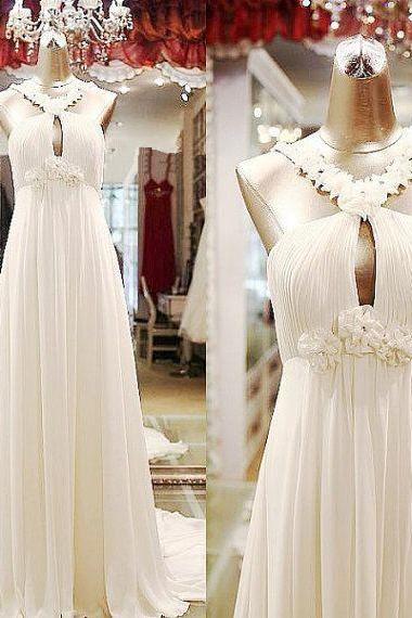 Pretty Simple Ivory Long Prom Dresses, Simple Wedding Dresses, Simple Formal Dresses,chiffon gril dresses