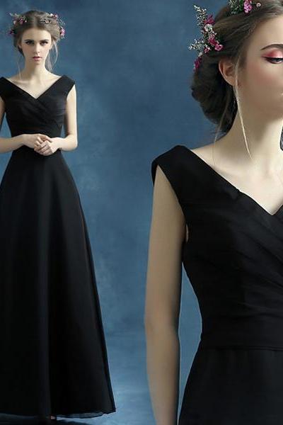 Charming Prom Dress,black Prom Dress,chiffon Prom Dress,black Prom Dress,v-neck Prom Dress,sexy Prom Dress,prom Dress 2016