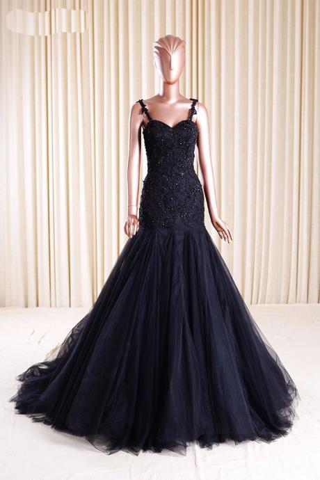 Mermaid Prom Dresses,black Lace Prom Dress,prom Dress,modest Evening Gowns, Party Dresses,graduation Gowns