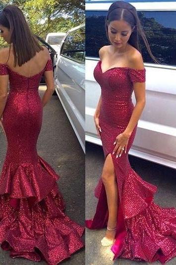 Off the Shoulder Sexy Mermaid Prom Dresses,Long Evening Dresses,Prom Dresses On Sale