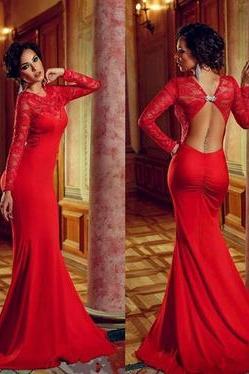 Charming Long Sleeve Appliques Real Made Prom Dresses,Long Evening Dresses,Prom Dresses On Sale