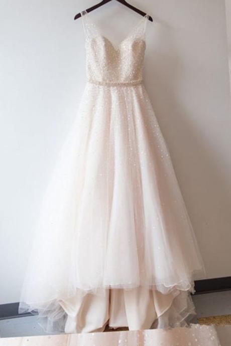 V-neck Ivory Prom Dress,long Prom Dresses,charming Prom Dresses,evening Dress Prom Gowns, Formal Women Dress,prom Dress