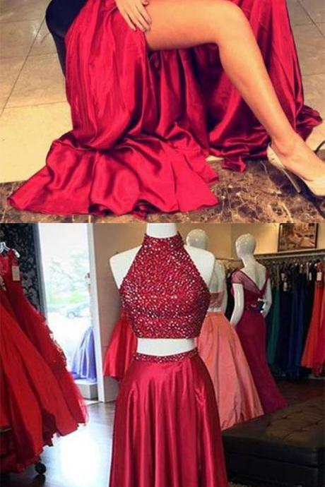 Two Pieces Charming Real Made Christmas Dresses,Long Party Dresses,Prom Dresses On Sale