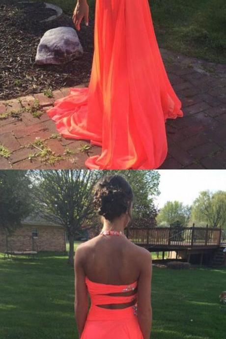 Prom Dresses,2017 Prom Dresses,orange Prom Dresses,halter Prom Dresses,backless Party Dresses,evening Dresses,sparkling Evening Dresses,vestidos