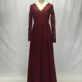 Elegant Burgundy A-line V-neck Long..