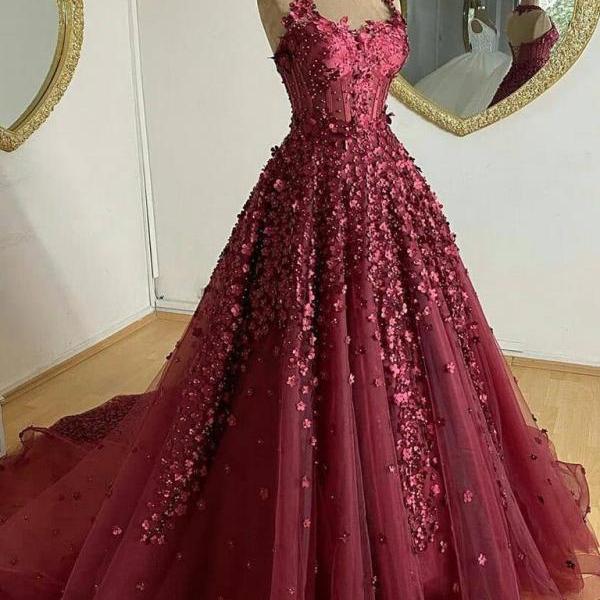 Fabulous A Line Halter Chapel Train Tulle Beaded Appliqued Prom Dressespl0605 On Luulla 9048