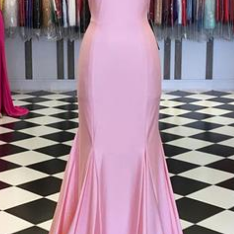 Lovely Pink Satin Mermaid Long Party Dress with Tulle, Pink Satin Floor Length Prom Dress