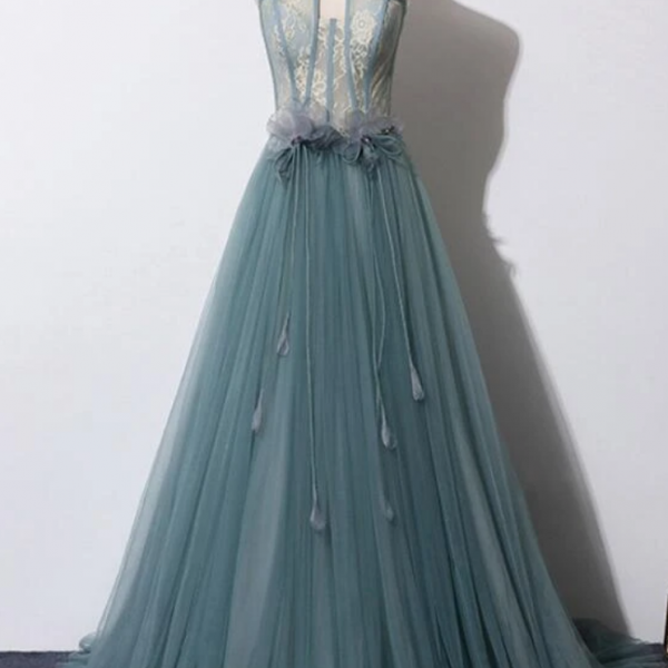 Beautiful Tulle Straps Long With Lace Party Gown, Prom Dress,pl0943 on ...