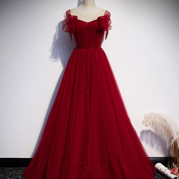 A-line V-neck Straps Long Pockets Prom Dresses With Split, PD0856 main image 0