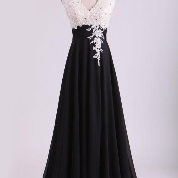 Two-Tone V-Neck Flowy A-Line Formal Dress main image 0