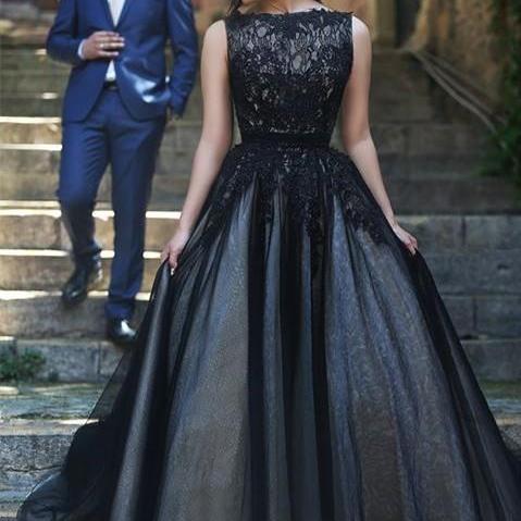 A-line Popular Black Lace Long Prom Dress Arrival Custom Made Formal ...