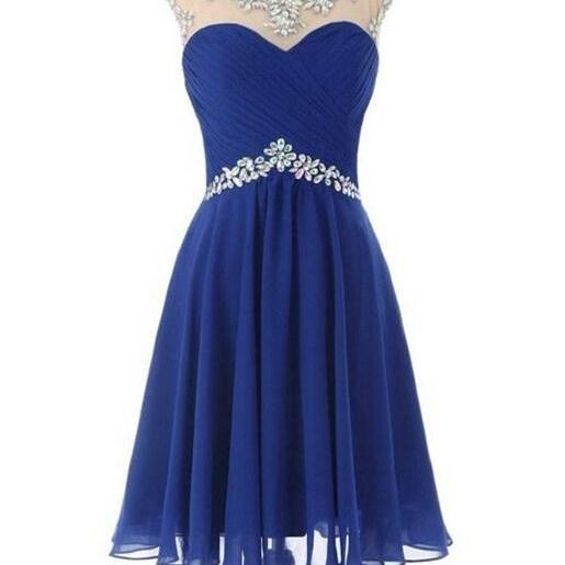 Customized Blue Homecoming Dress ,short Prom Party Dress,beaded Flower ...