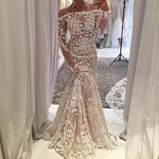 Long Sleeve Mermaid Evening Gowns - Off-the-Shoulder Lace Long Prom Dress