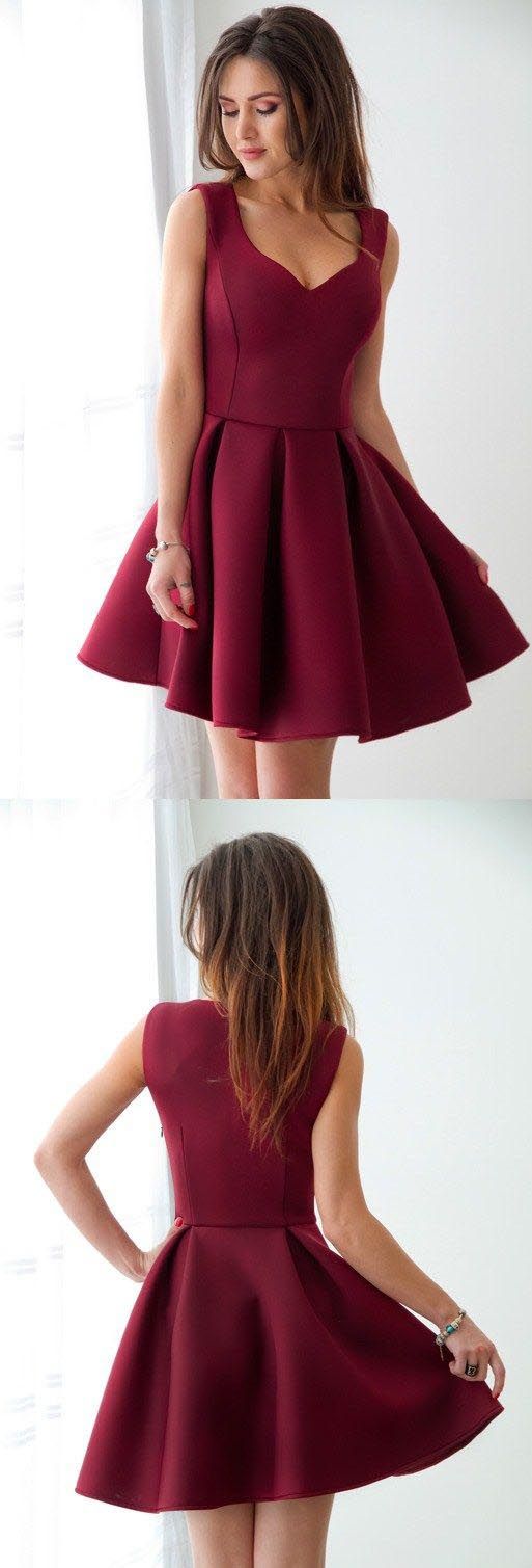 Elegant Simple Burgundy Homecoming Dresses,2018 Fashion Style Short ...
