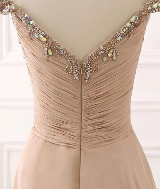 Red Long Sleeves A-Line Off-the-Shoulder Chiffon Long Prom Dress PL335 main image 0