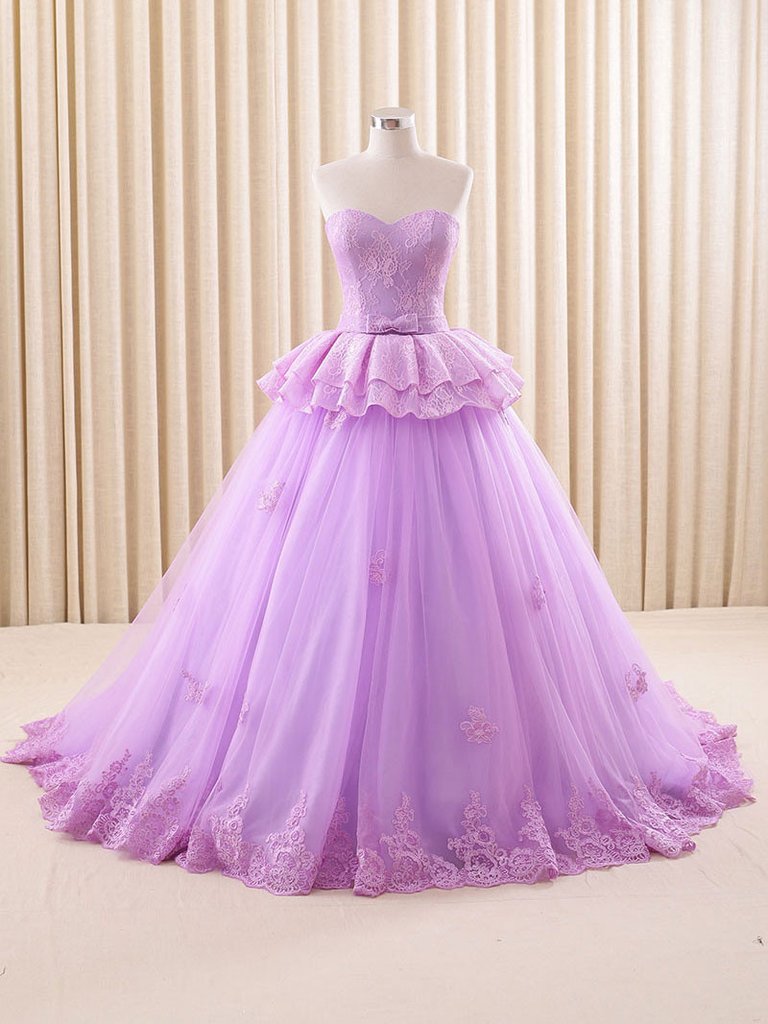 Strapless Purple Lace Ball Gown Formal Evening Gown,pl0502 on Luulla