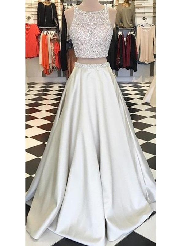 Two Piece Prom Dress Juniors Prom Dress Bling Prom Dress Long Dress ,pl0557 on Luulla