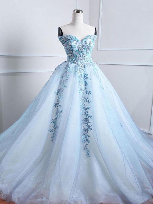 Ball Gown Prom Dress Off The Shoulder Blue Long Prom Dress,pl0712 on Luulla