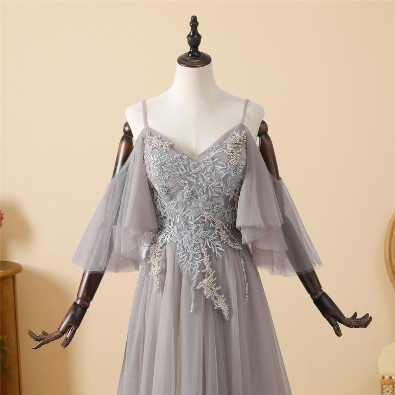 Dusty Rose Flowy Tulle Tiered Prom Dress