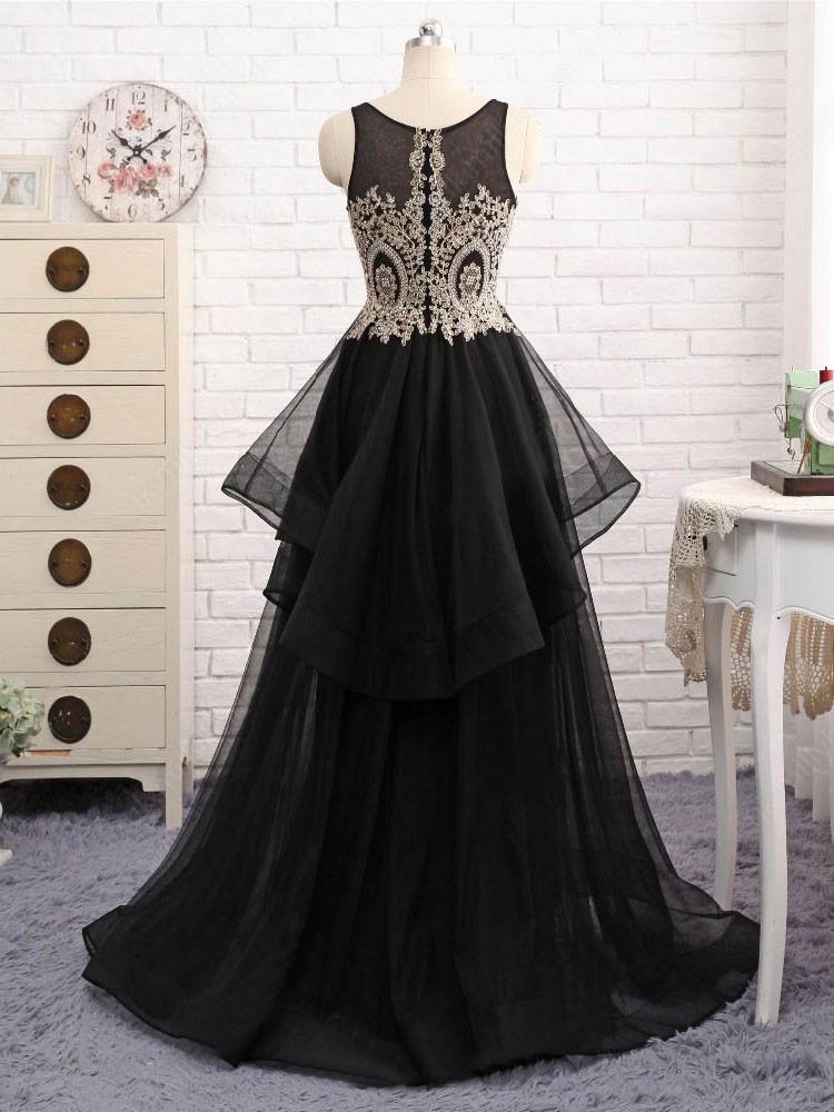 A Line Prom Dress Modest Beautiful Black Long Prom Dress,pl0858 on Luulla