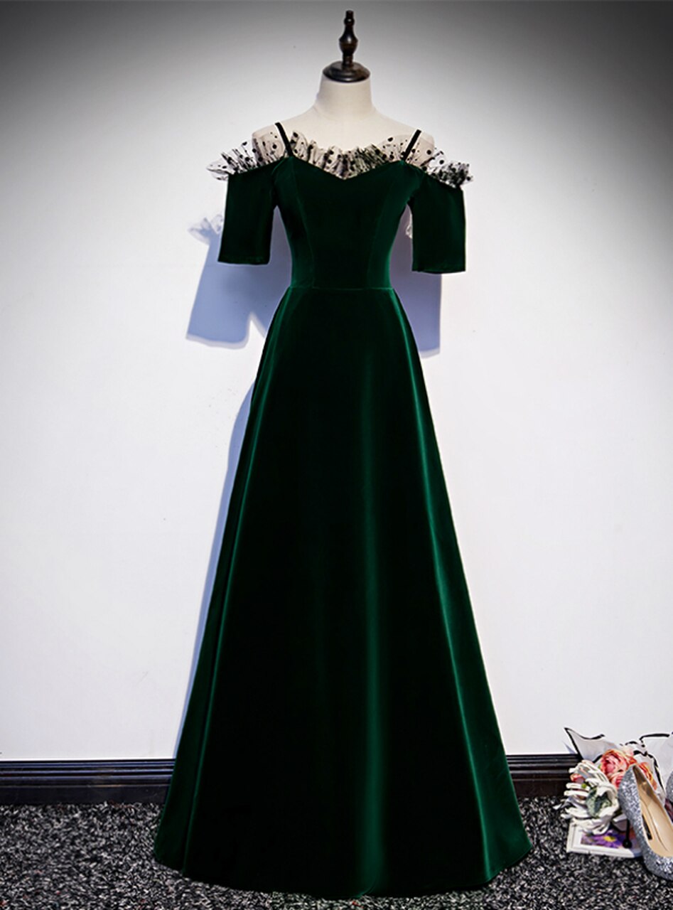 Dark Green Velvet Spaghetti Straps Prom Dress,pl1080 on Luulla