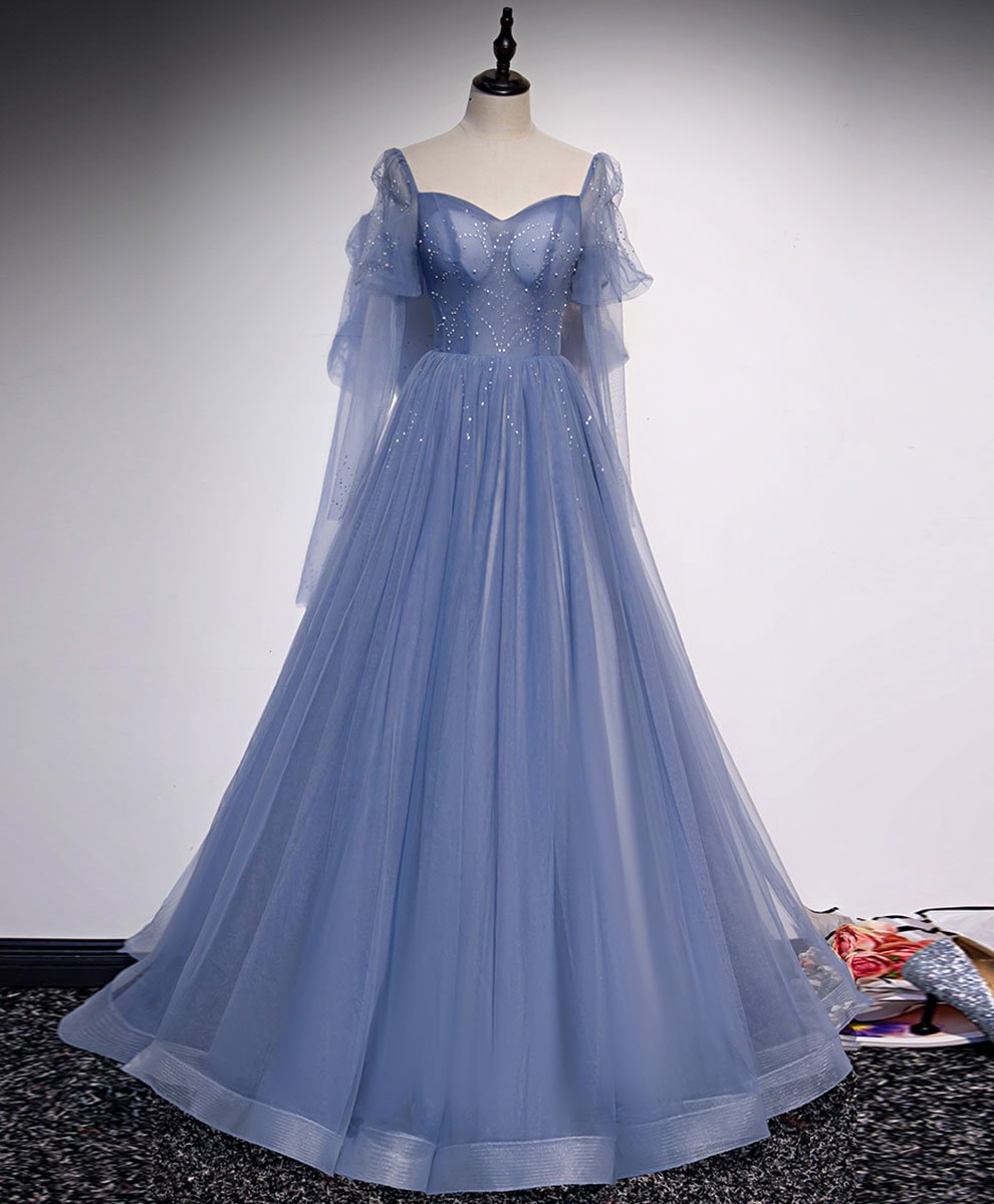 Blue Tulle Sweetheart Long Prom Dress Blue Tulle Formal Dress,PL1506 on ...