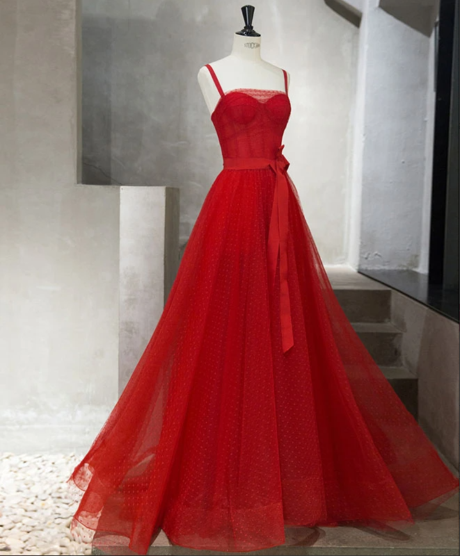 Red Tulle Long Prom Dress, Red Tulle Evening Dress,pl1580 on Luulla