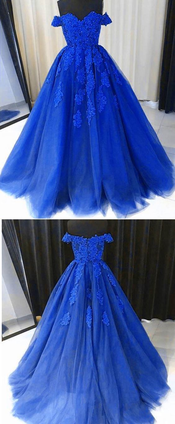 Royal Blue Ball Gown Debutante Gown Girls Lace Prom Dresses,PL2040 on ...