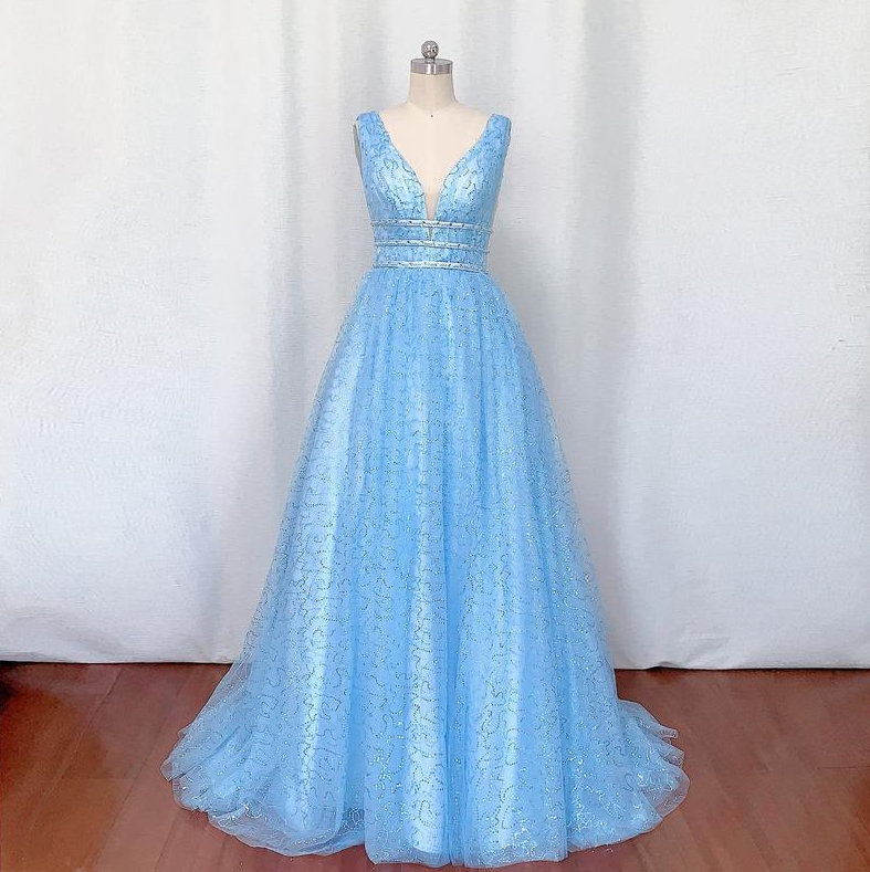 Blue Sequin Tulle Prom Dress 2021 Ball Gown,PL2389 on Luulla