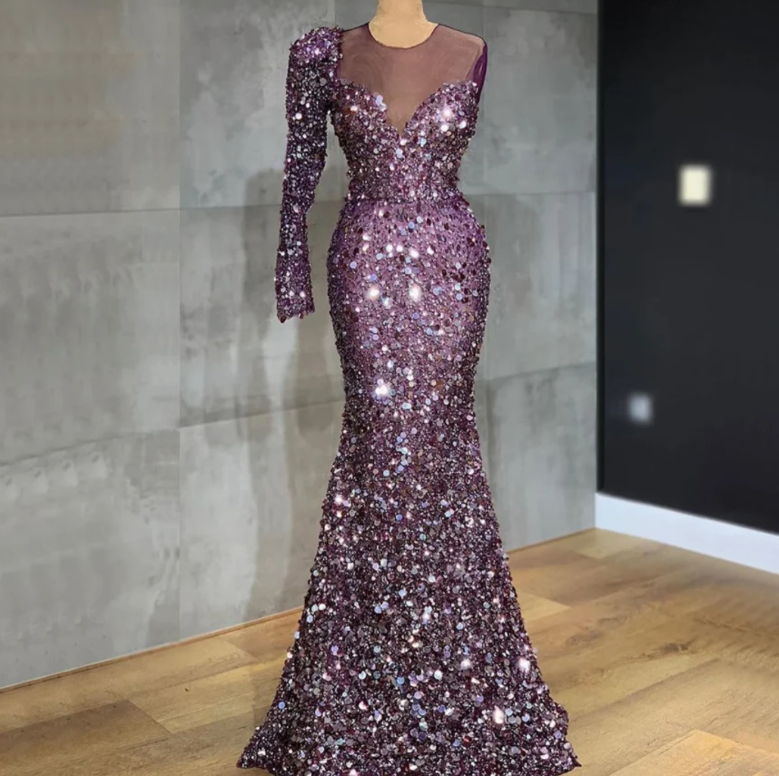 Real Prom Dress, Sexy Prom Dress, Purple Prom Dress, Bling Bling ...