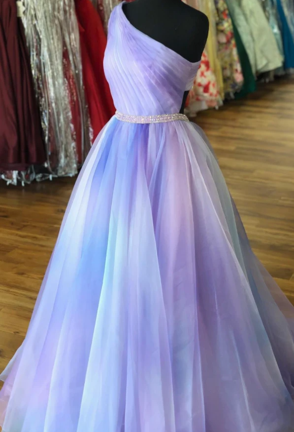 One Shoulder Ombre Lavender Long Prom Dress,PL2839 on Luulla