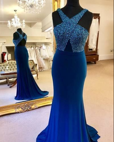 Elegant Royal Blue Mermaid Evening Dress Royal Blue Evening Gown