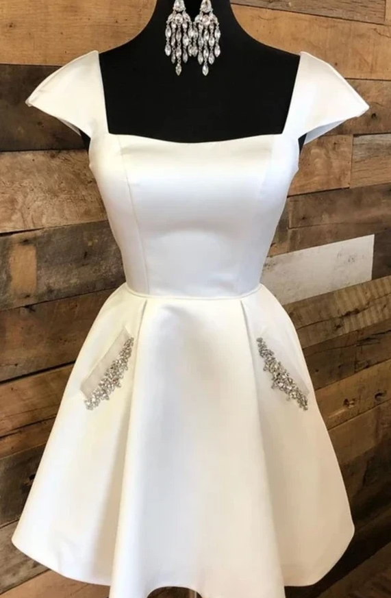 White dress, dance formal homecoming dress main image 0