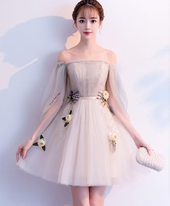 Light Champagne Tulle Short Prom Dress, Tulle Homecoming Dress,pl4486 ...