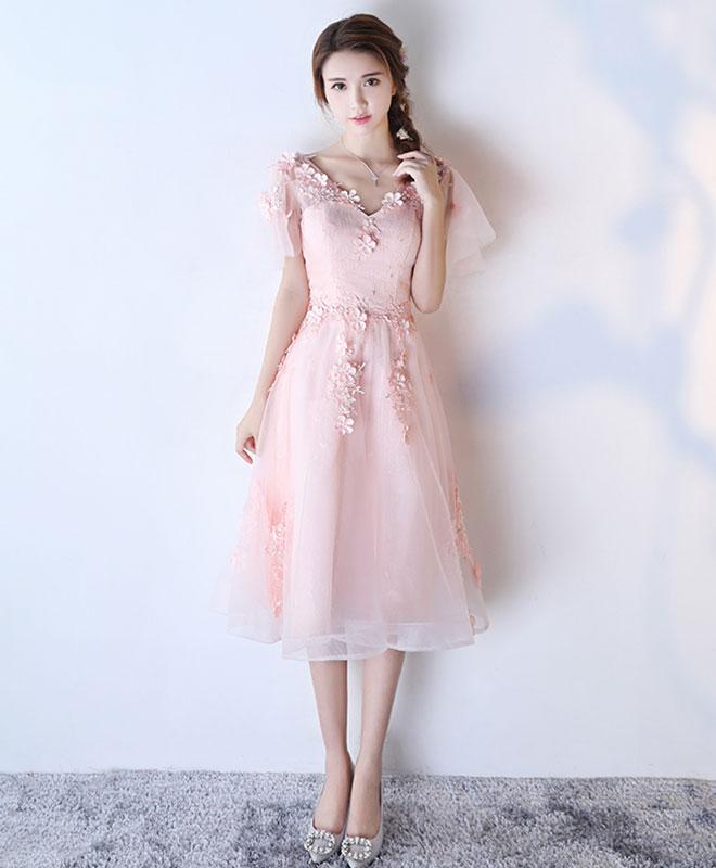 Cute V Neck Lace Short Prom Dress, Evening Dress,PL4526 on Luulla