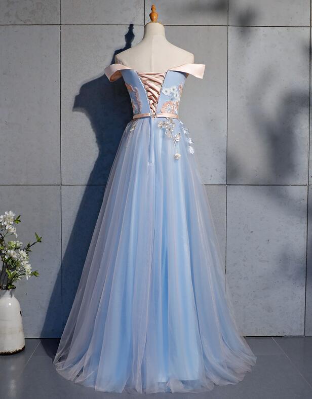 Beautiful Blue And Pink Tulle Sweetheart Prom Dress, Long Junior Prom ...