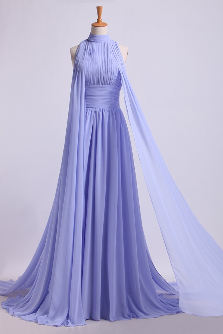 Boat Neck Beaded Pleated High Side Slit and Train Prom Dress WU1449 main image 1