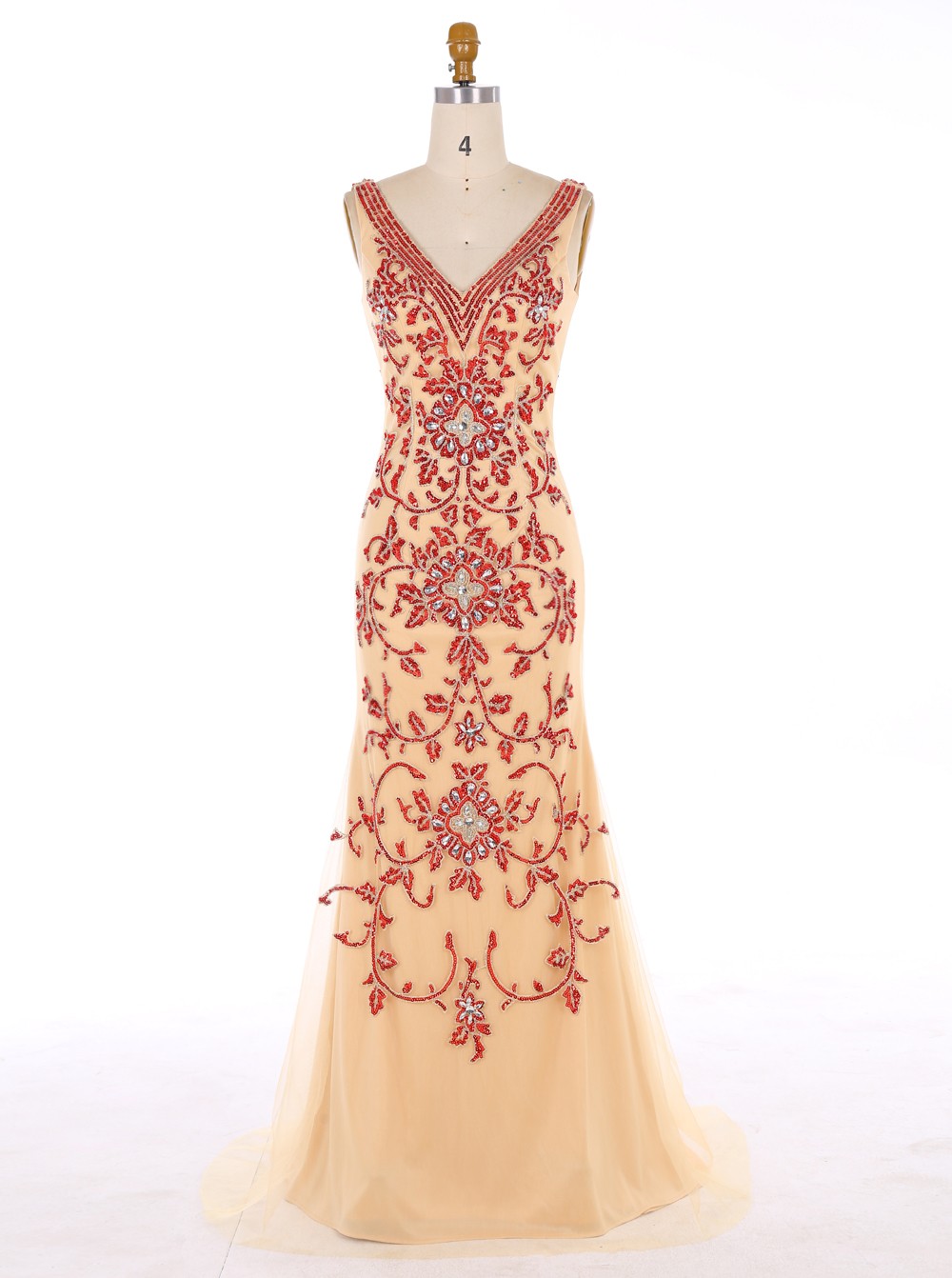 Memaid Lace Dresses with Sweep Train Champagne Plus Size