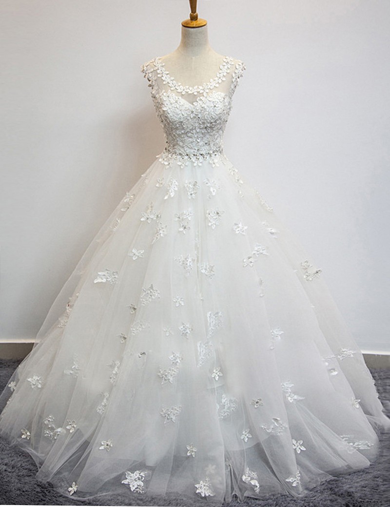 Ball Gown Scoop Sleeveless Beading Formal Dresses